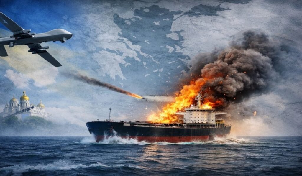 Πλοίο φλέγεται μετά από επίθεση με πύραυλο