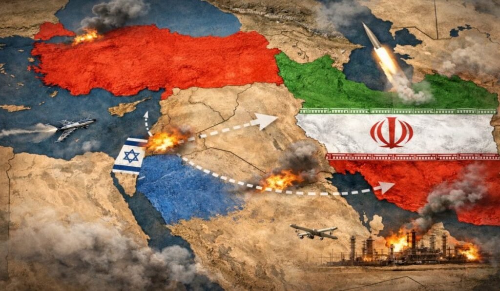 Γεωπολιτικός χάρτης Μέσης Ανατολής με Ιράν, Ισραήλ και Τουρκία