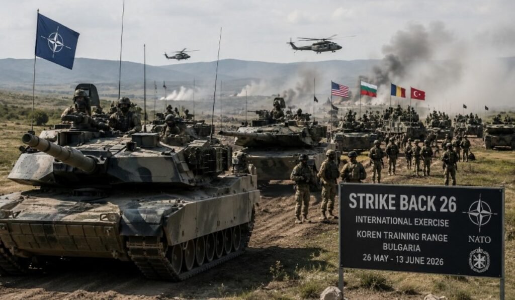 «STRIKE BACK 26»: Μεγάλη νατοϊκή άσκηση με πραγματικά πυρά στη Βουλγαρία – Αυξημένη στρατιωτική κινητικότητα στα Βαλκάνια Νατοϊκά άρματα και στρατιωτικές δυνάμεις στη Βουλγαρία κατά τη διάρκεια της άσκησης STRIKE BACK 26