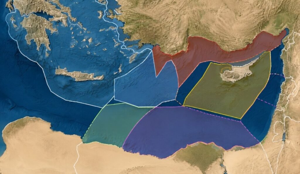 Χάρτης Ανατολικής Μεσογείου με Ελλάδα, Τουρκία, Κύπρο