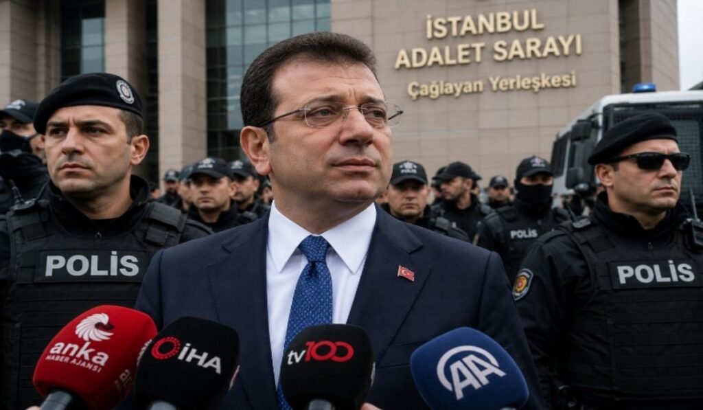 Δίκη Ιμάμογλου: Ένταση στο δικαστήριο και πολιτικές προεκτάσεις – Γιατί η 9η Ιουλίου θεωρείται κρίσιμη ημερομηνία Ο Εκρέμ Ιμάμογλου έξω από το δικαστικό μέγαρο, παρουσία ισχυρών αστυνομικών δυνάμεων