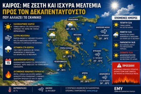 Καιρός: Με ζέστη και ισχυρά μελτέμια προς τον Δεκαπενταύγουστο – Πού αλλάζει το σκηνικό Καιρός: Με ζέστη και ισχυρά μελτέμια προς τον Δεκαπενταύγουστο