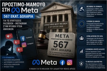 Meta: Πρόστιμο-μαμούθ 567 εκατ. δολαρίων για Facebook και Instagram – Στο επίκεντρο η ψυχική υγεία των ανηλίκων Δικαστήριο στο Νέο Μεξικό διέταξε τη Meta να καταβάλει 567 εκατ. δολάρια