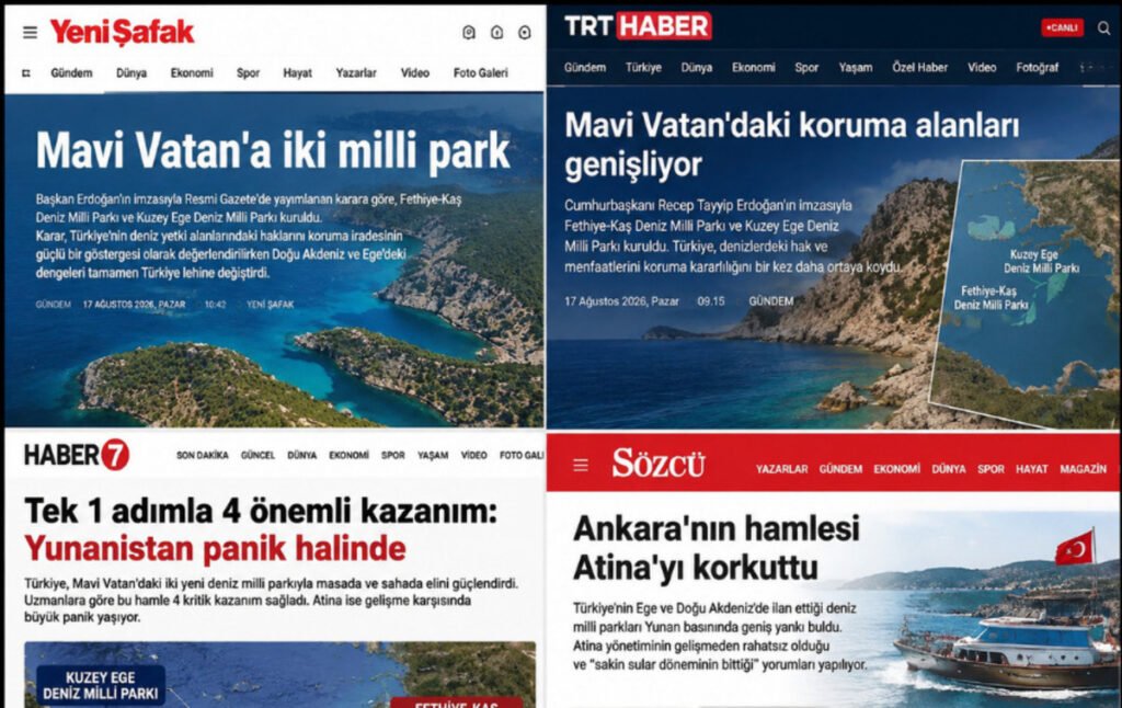 : Η «Γαλάζια Πατρίδα» στο προσκήνιο – Τι αποκαλύπτει η τουρκική γραμμή Τα τουρκικά ΜΜΕ συνδέουν ανοιχτά τα νέα θαλάσσια πάρκα με τη «Γαλάζια Πατρίδα»