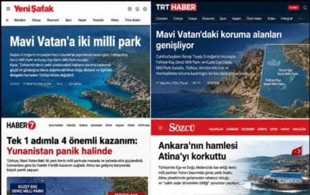 Τουρκικά ΜΜΕ για τα θαλάσσια πάρκα: Η «Γαλάζια Πατρίδα» στο προσκήνιο – Τι αποκαλύπτει η τουρκική γραμμή : Η «Γαλάζια Πατρίδα» στο προσκήνιο – Τι αποκαλύπτει η τουρκική γραμμή Τα τουρκικά ΜΜΕ συνδέουν ανοιχτά τα νέα θαλάσσια πάρκα με τη «Γαλάζια Πατρίδα»