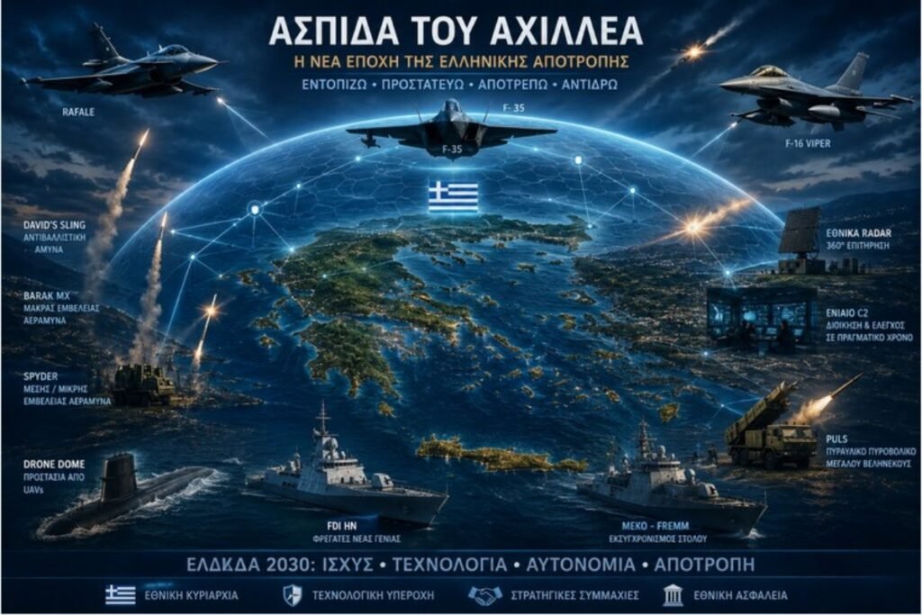 Ασπίδα του Αχιλλέα: Η Ελλάδα χτίζει νέα αρχιτεκτονική αποτροπής – Πώς αλλάζει η ισορροπία ισχύος με την Τουρκία Ελλάδα κάτω από την «Ασπίδα του Αχιλλέα»