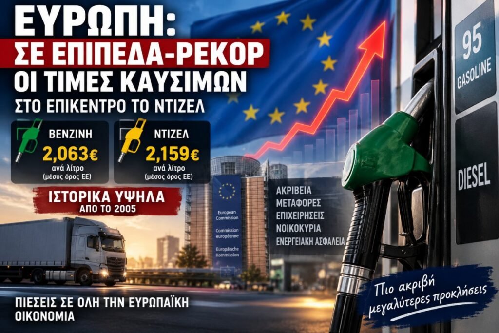 Ευρώπη: Σε επίπεδα-ρεκόρ οι τιμές καυσίμων – Στο επίκεντρο το ντίζελ Οι τιμές βενζίνης και ντίζελ στην Ευρωπαϊκή Ένωση έχουν ανέβει σε επίπεδα-ρεκόρ